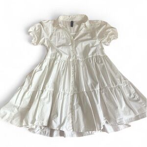 Zara White Babydoll Tiered Dress